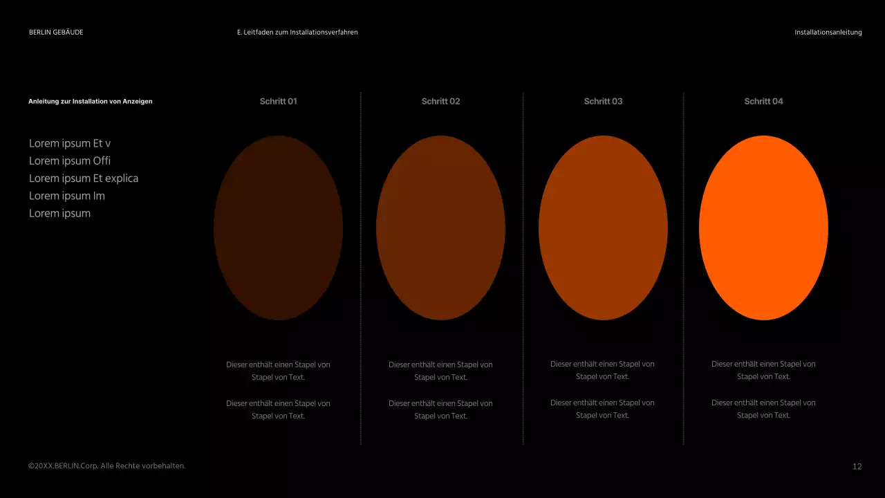 Eine saubere, schwarz-orangefarbene Produktanzeige für Gebäude