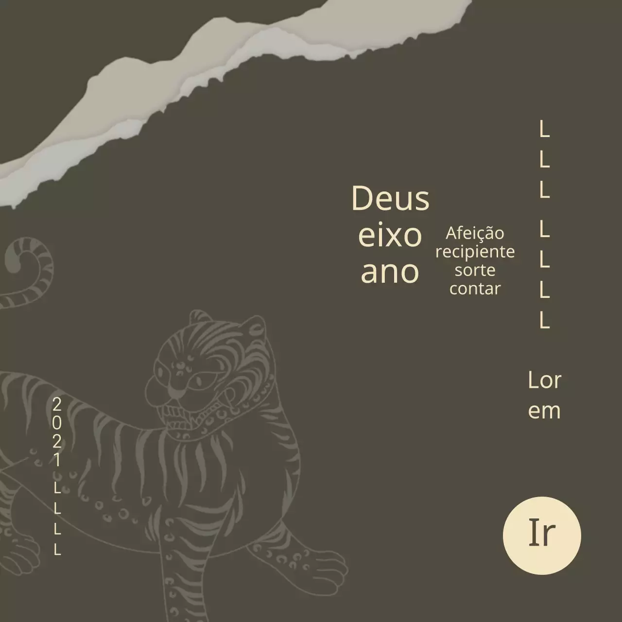 Selo tradicional do Dia de Ano Novo do Tigre com fundo escuro