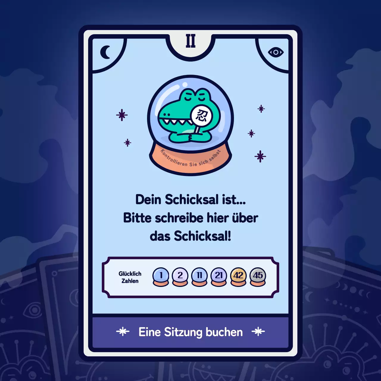 Tarotkarten-Psychologietest mit einem lila Charakterkonzept