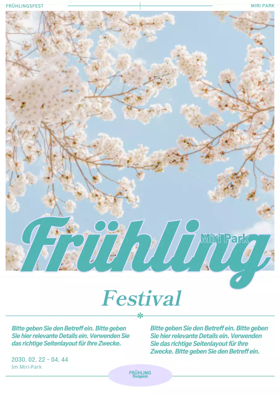 Weiße Kirschblüten Vintage Konzept Festival Poster