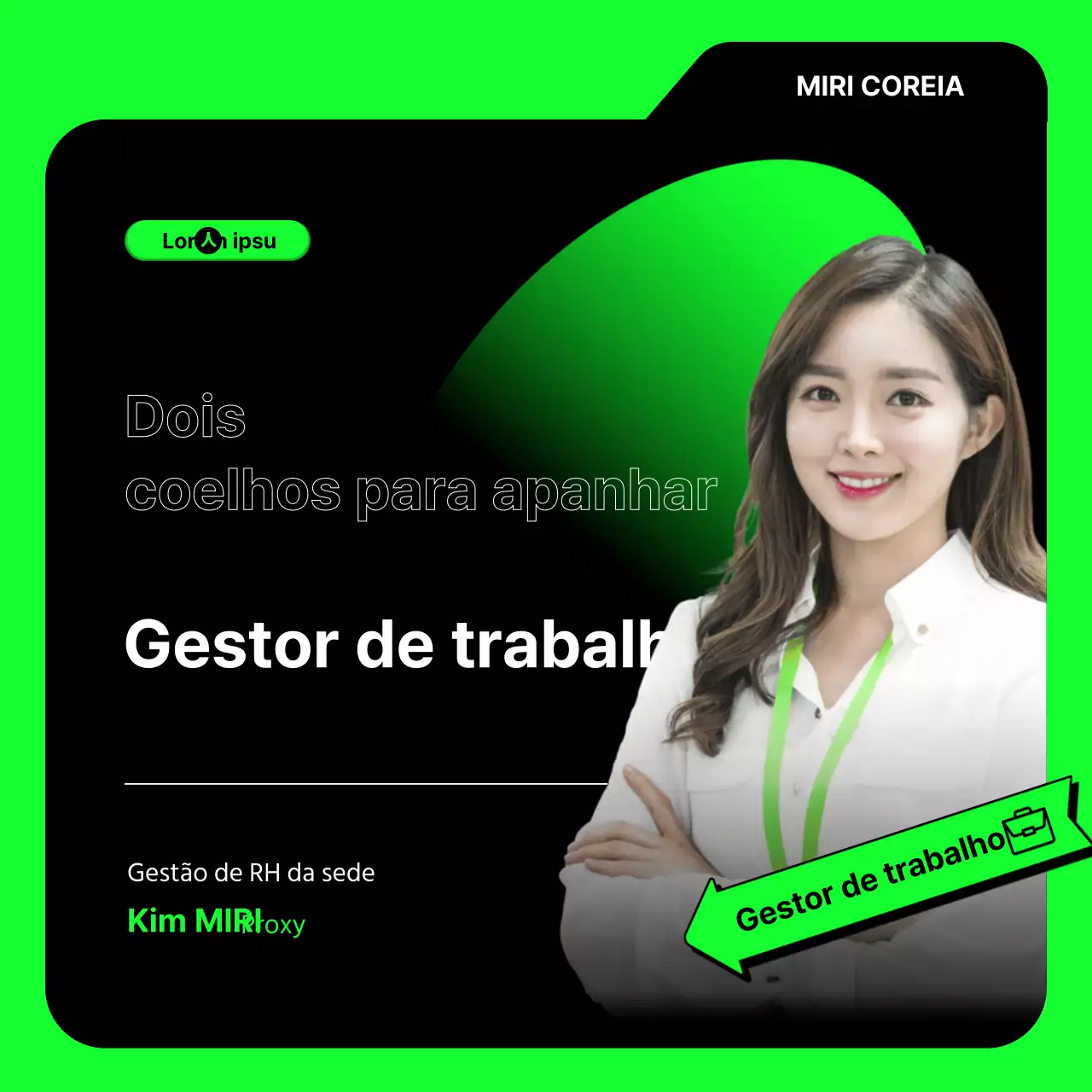 Um simples anúncio de entrevista de emprego a preto e branco fluorescente