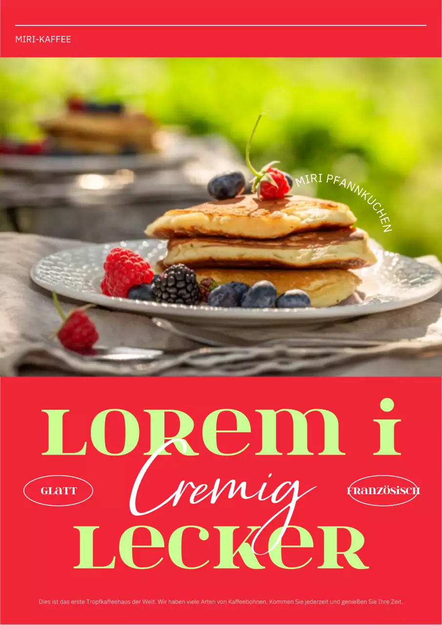 Pop- und trendiges Café-Interieur in lebhaftem Rot mit lindgrünen Akzenten