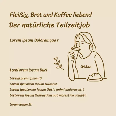 Brauner, einfacher, illustrierter Lebenslauf für einen Teilzeitjob im Café