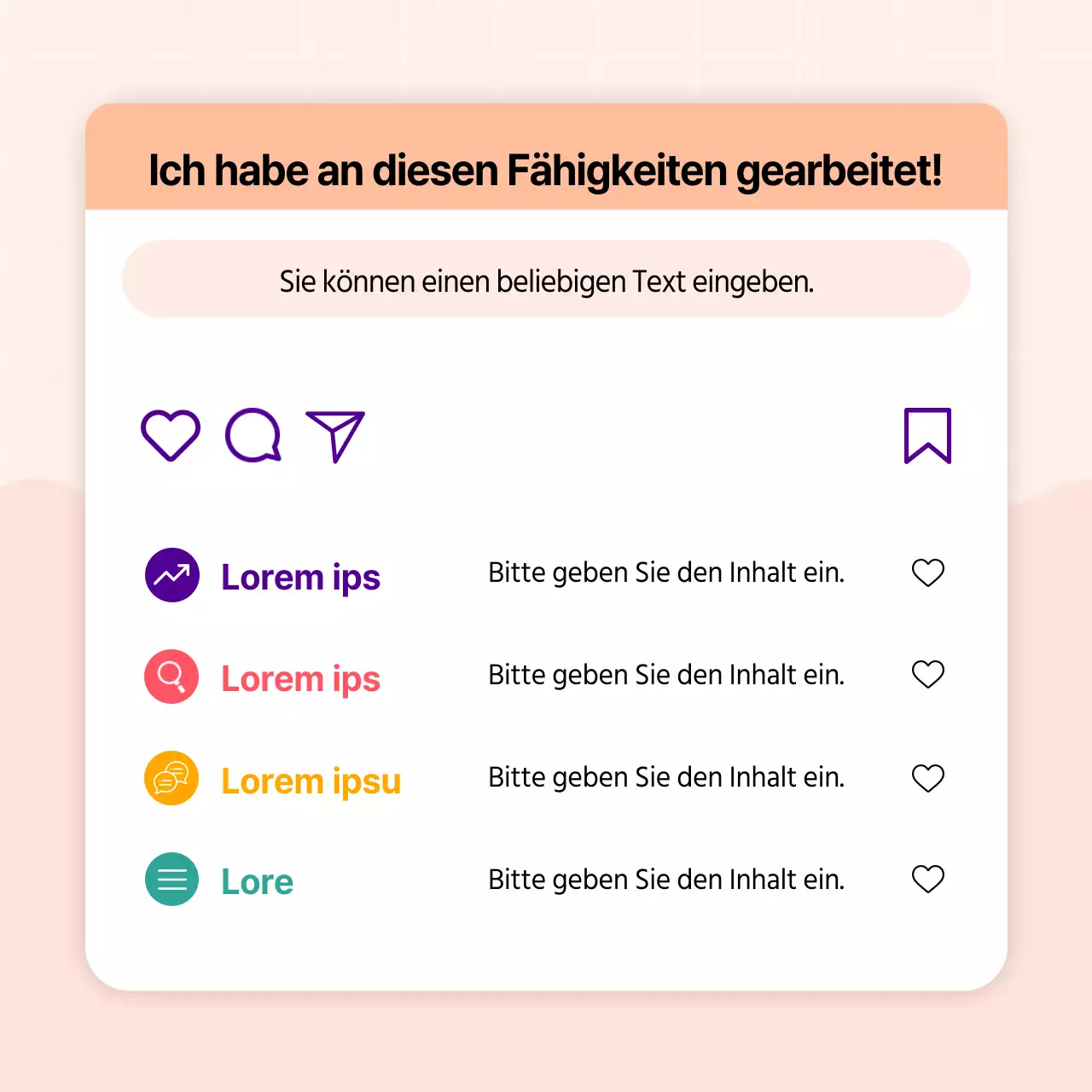 Kitschiges Profil in den sozialen Medien in Orange und Pink