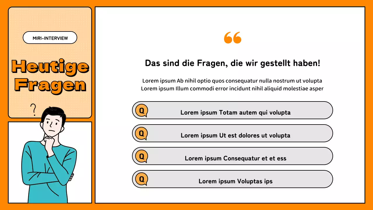 Einfache orangefarbene Q&A-Präsentation