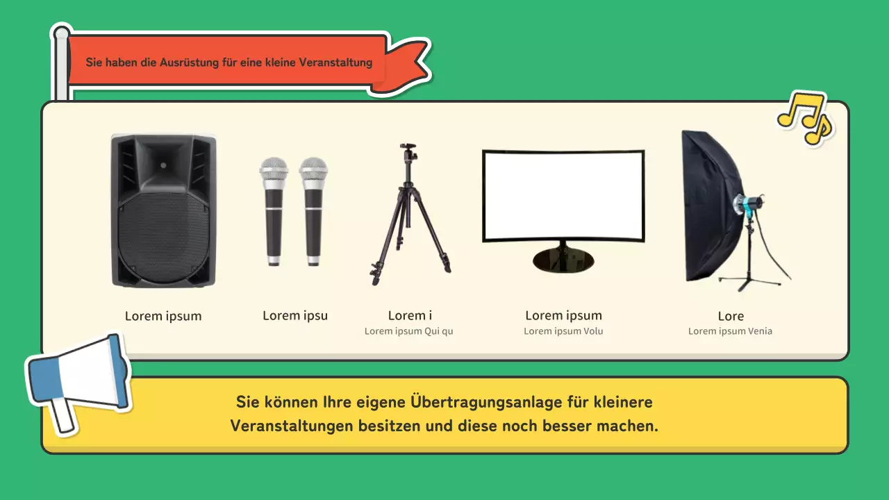 Ein Portfolio für Moderatoren in der Performance-Branche mit einem niedlichen rot-grünen Aufkleberkonzept