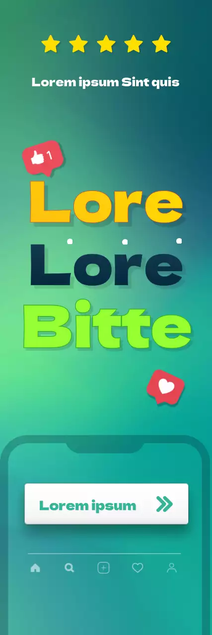 Vertikales Rechteck mit frischem grün-gelbem Farbschema und Schwerpunkt auf den Titeln