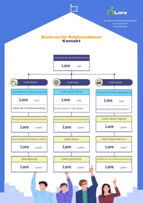 Blaue, saubere Illustration eines Vertreters einer Beschwerdestelle