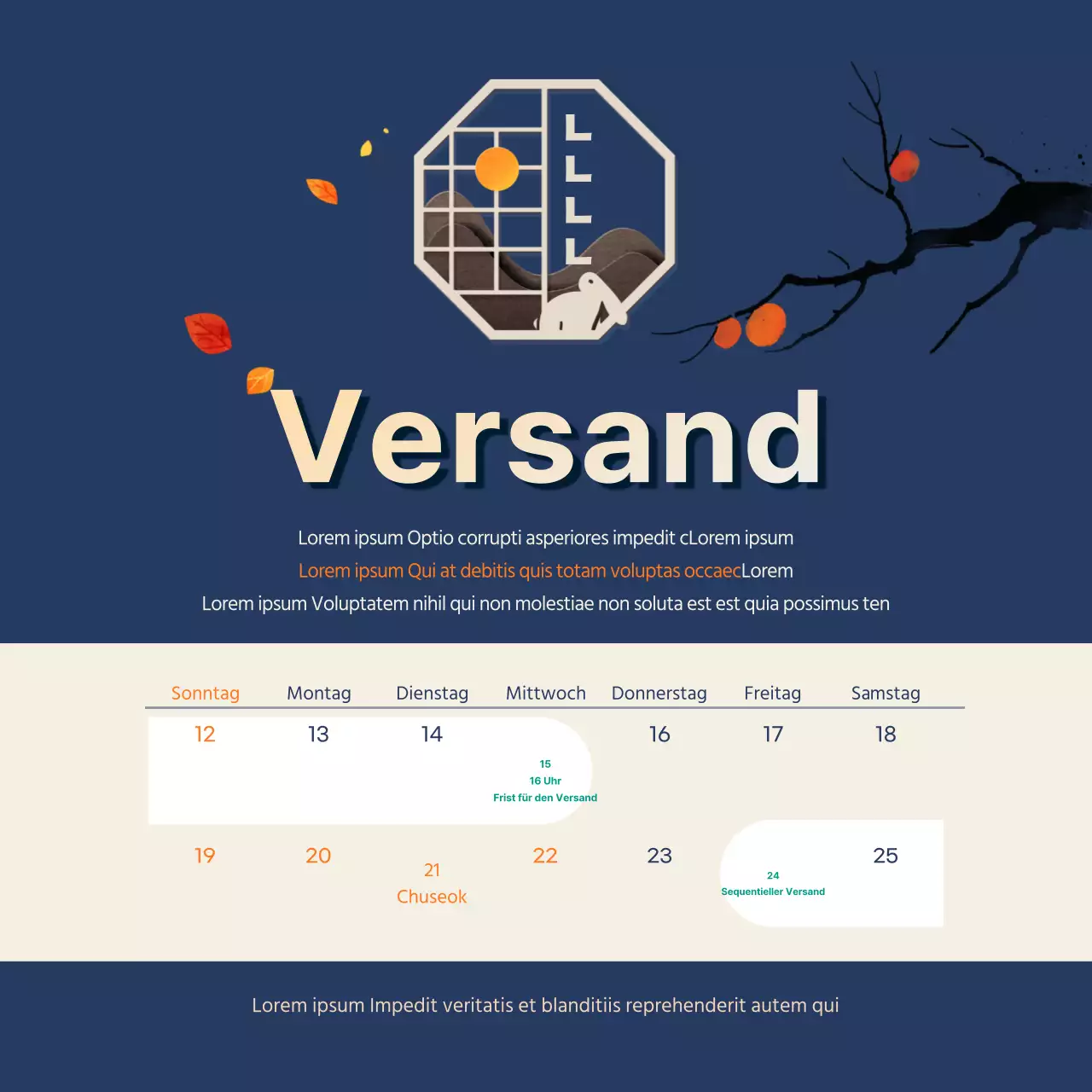 Erntedank-Brief in der Farbe marineblau