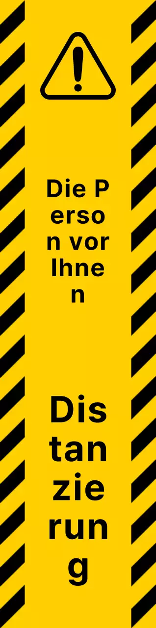 Einfache, saubere Symbol- und Textkombination in Gelb und Schwarz Abstandswarnungen