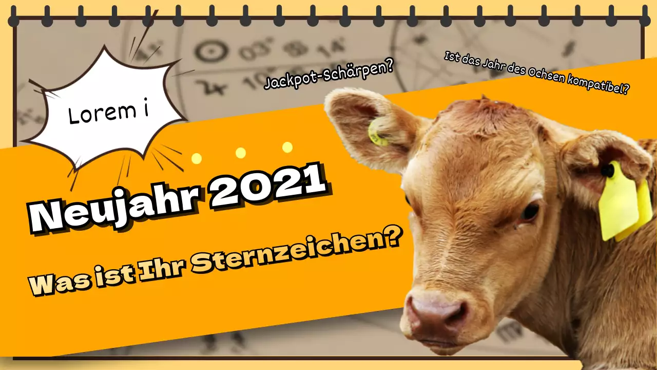 Neujahrshoroskop YouTube-Miniaturansicht in Orange und Gelb