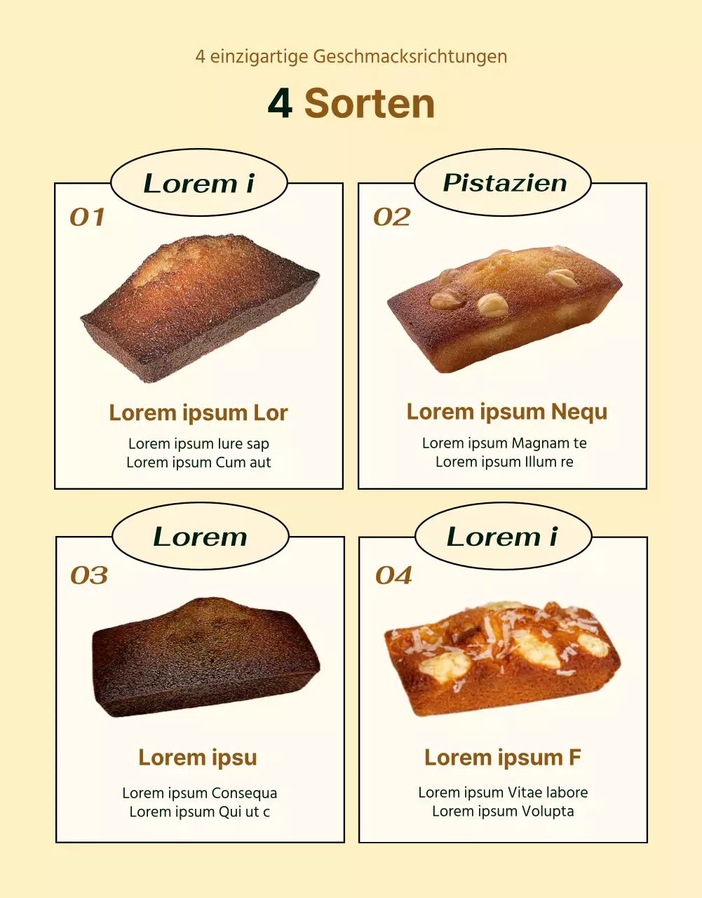 Präsentieren Sie die Informationen zu den Desserts in einem trendigen, elfenbeinfarbenen Café