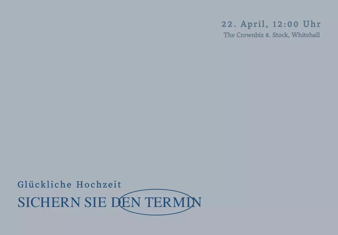 Einfaches Konzept Hochzeitseinladung mit blauem Text