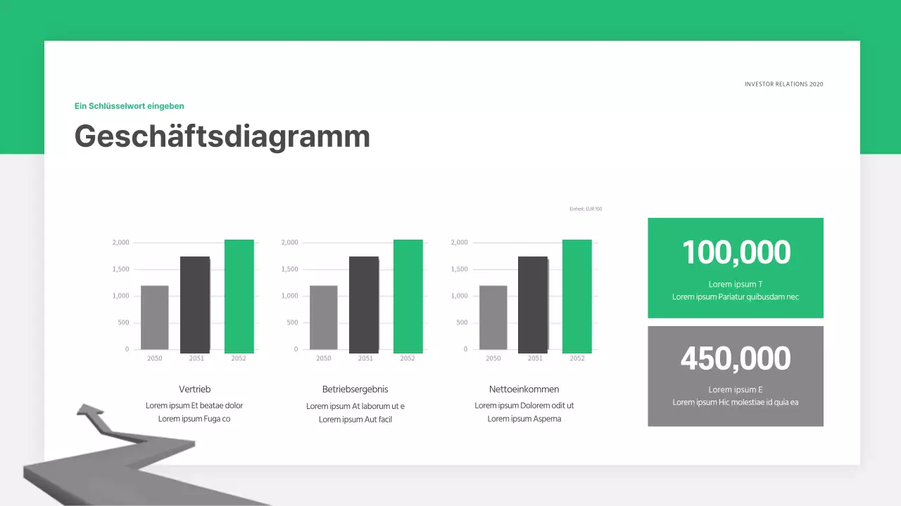 Balkendiagramm des Startup-Konzepts in grün und grau