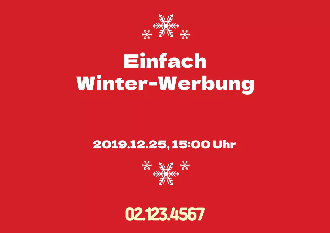 Einfaches rotes Winter-Werbe-Straßenplakat