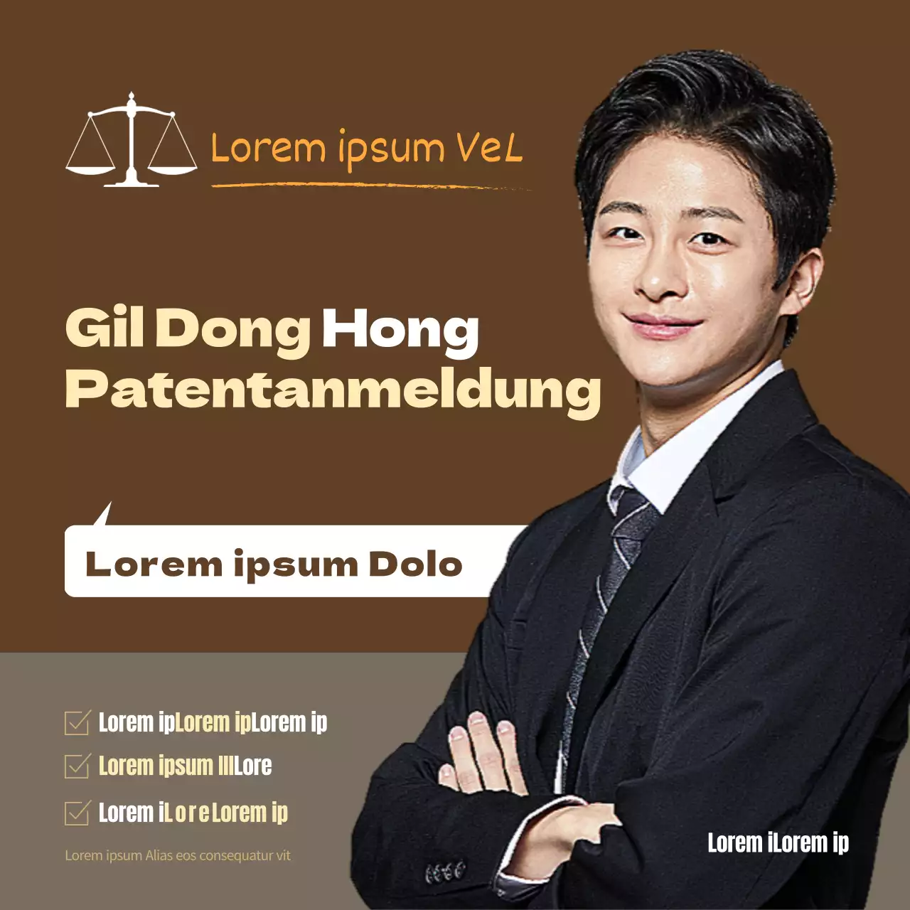 Patentanmeldung Patentanwalt Büro Beratung mit Porträt auf braunem Hintergrund