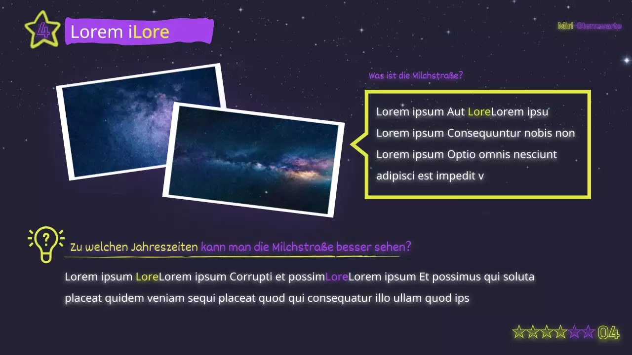 Mystische neongelbe und violette Unterrichtsmaterialien