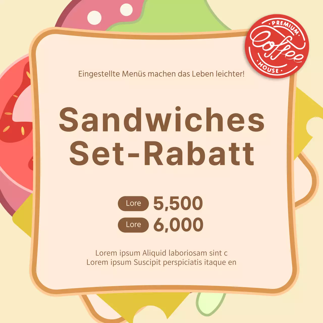 Sandwich Set mit Brot Illustration HintergrundDiscounted