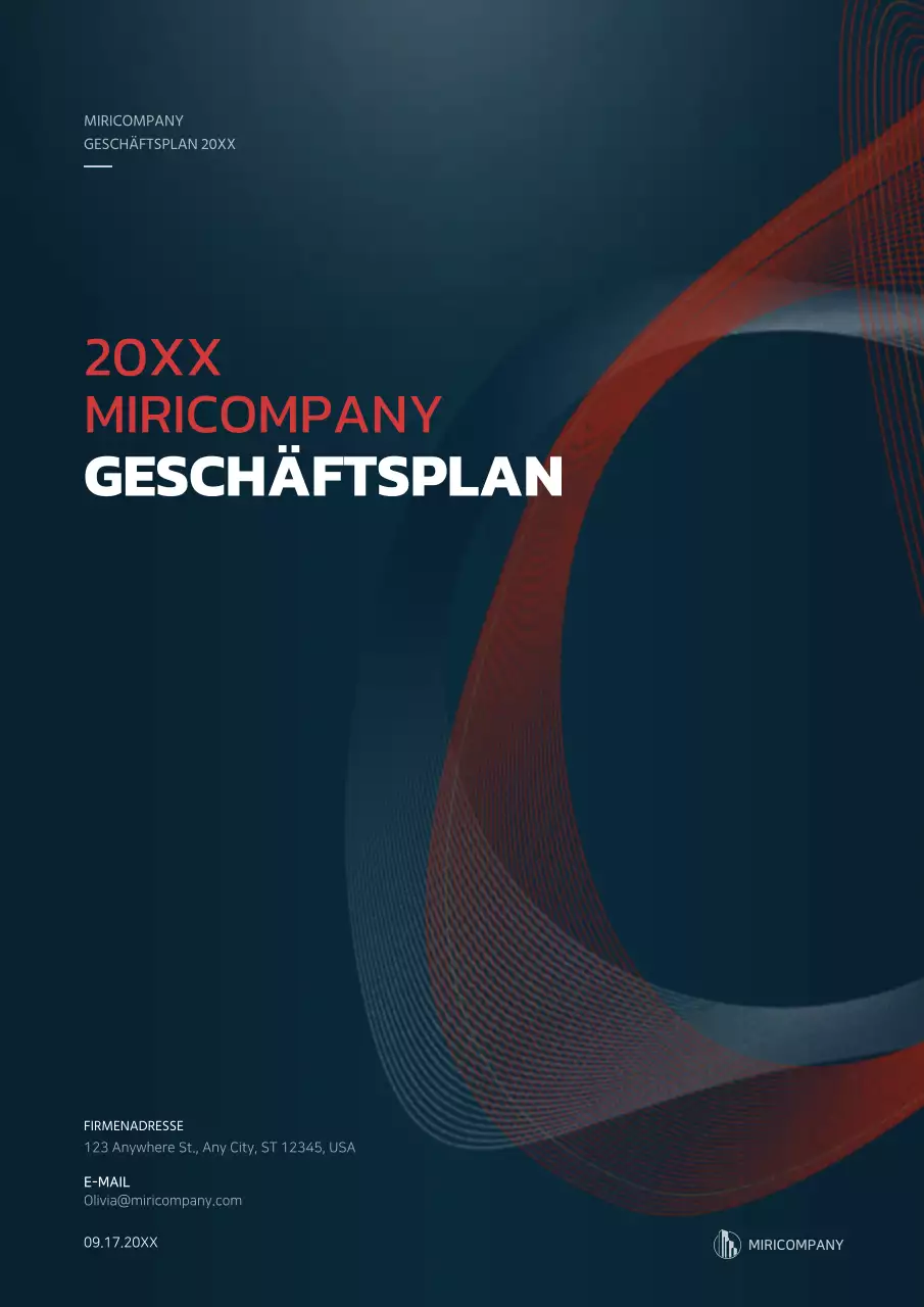 Grafikkonzept Businessplan in Marineblau und Rot