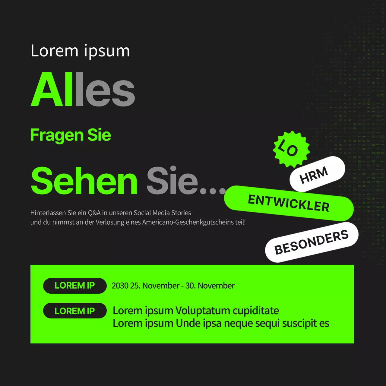 Online-Stellenausschreibungen in Schwarz und fluoreszierenden Farben