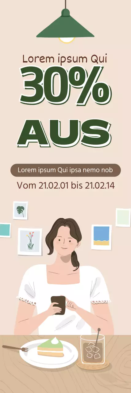 grün beige illustration modernes interieur zuhause cafe event promotion