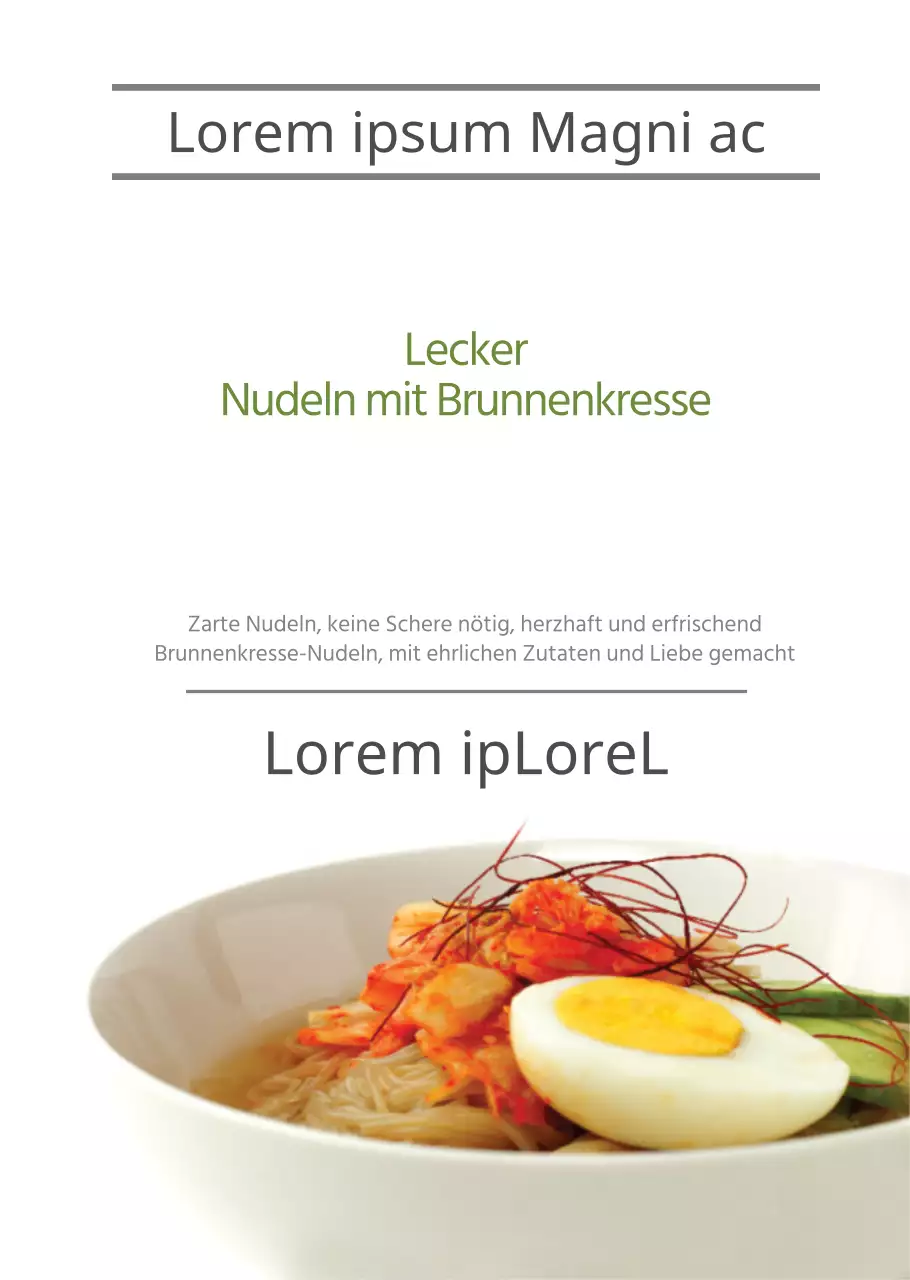 Einfaches transparentes Plakat für ein Brunnenkresse-Nudelrestaurant