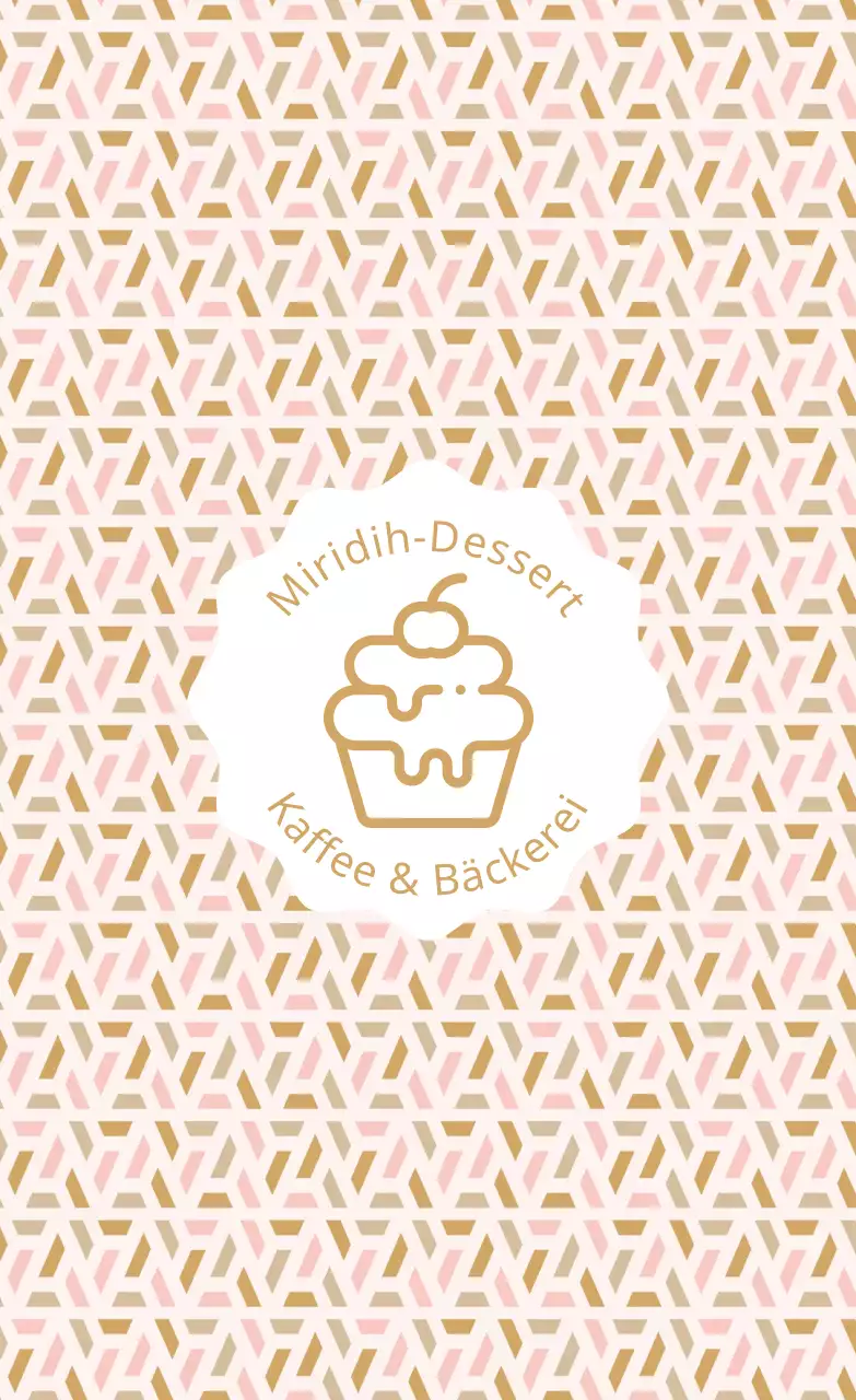 Werbung für ein rosa und beige illustriertes Dessert-Café