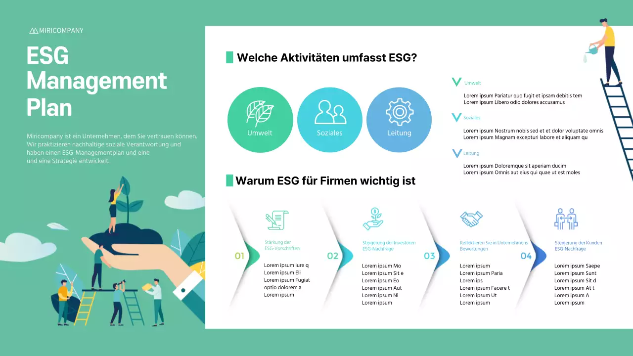 ESG-Managementplan Thema in Münze