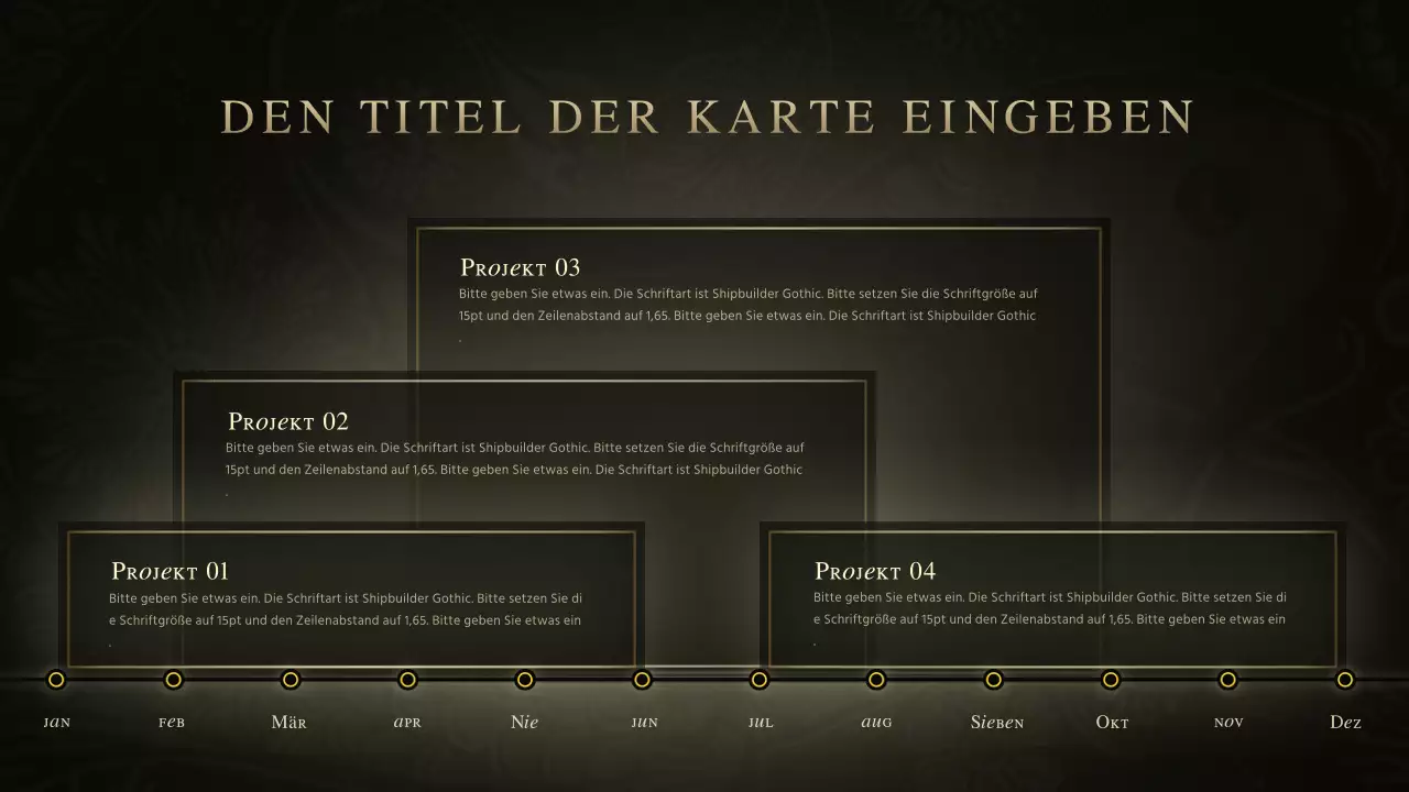 Erweiterte Jeans-Konzept-Zeitleiste in Schwarz und Gold