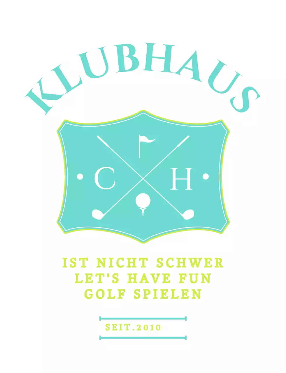 Ein schlichtes, edles Design für Golfclubmitglieder in Mint und Chartreuse.