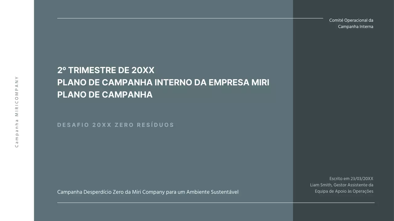 Apresentação de uma proposta para uma campanha ambiental interna em tons verdes suaves