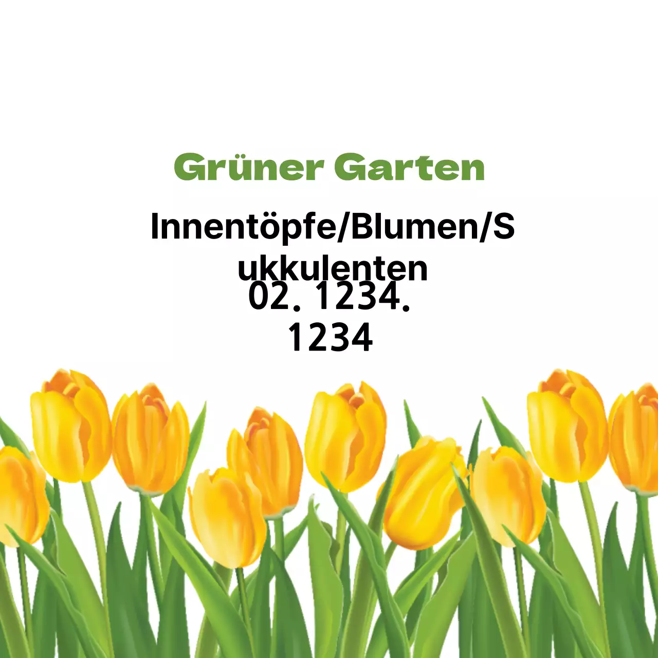 Gepflegtes botanisches Gartenetikett mit gelb-grüner Illustration