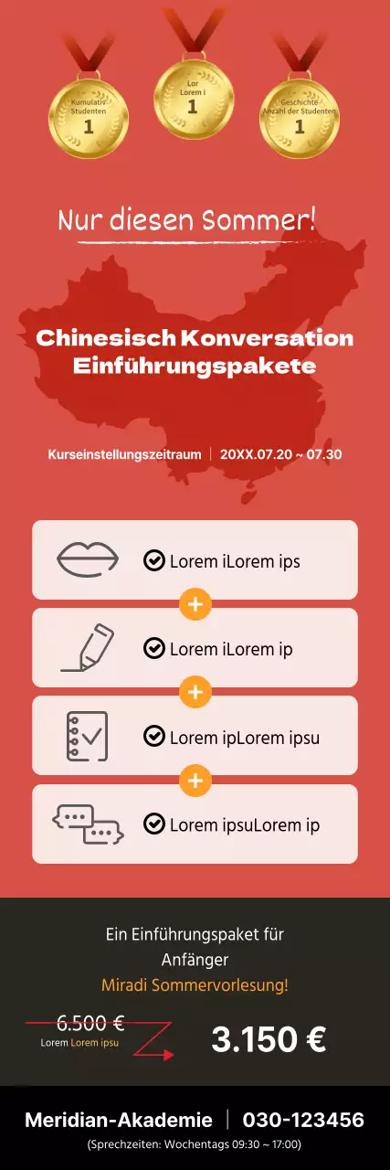 Roter und schwarzer einfacher Stil Chinesische Sprache Schule einleitende Paket Führer