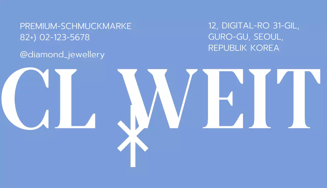 Moderne Schmuckmarken-Visitenkarte in Hellblau und Schwarz