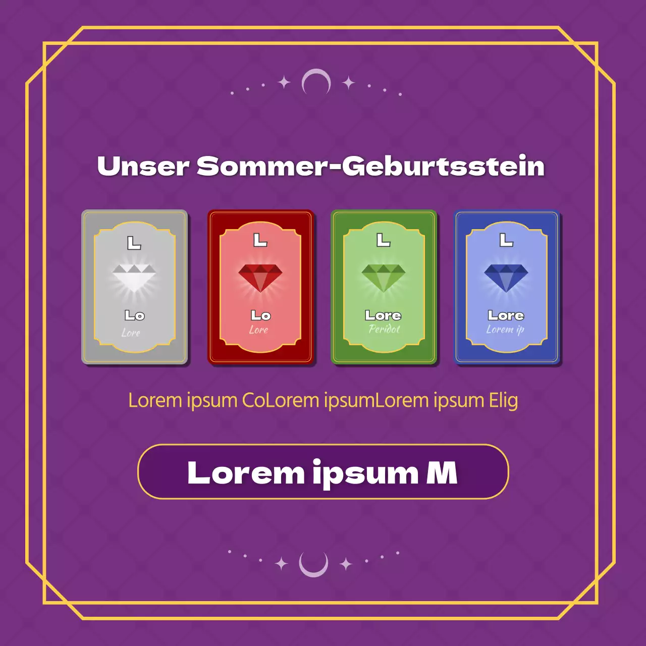 Lila Tarotkarte Konzept Geburtsstein KartenNews Design