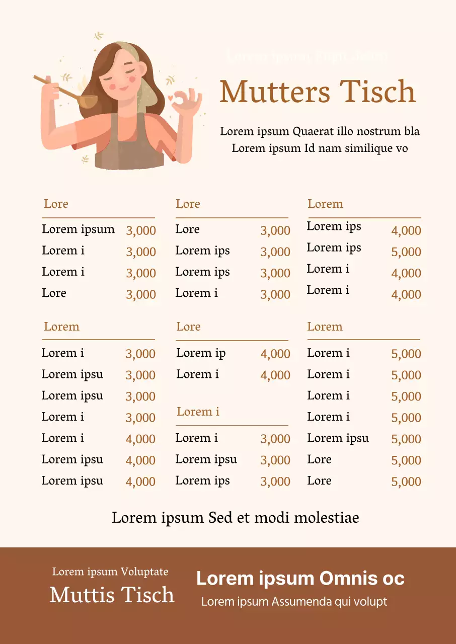 Braune Illustration sauberes Restaurant koreanisches Menü