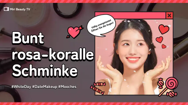 Rosa und Koralle Linie Illustration themed weißen Tag Make-up YouTube Thumbnail