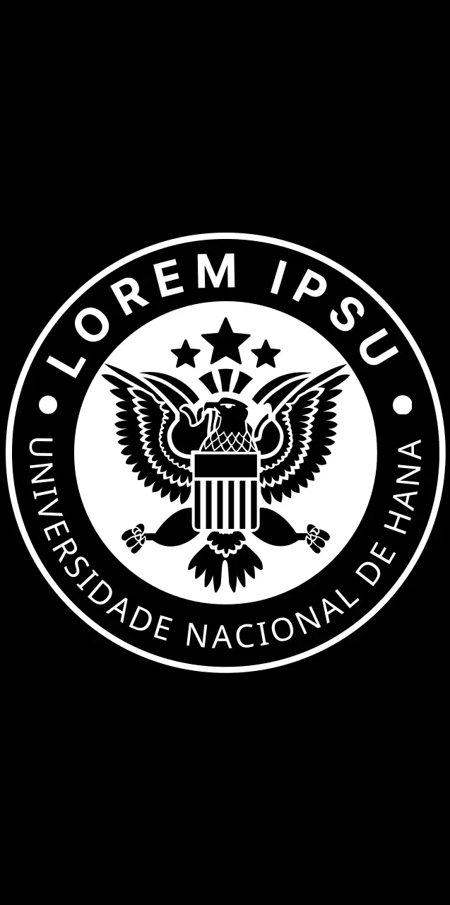 Um símbolo de águia simples e limpo a preto e branco com um estilo de logótipo de emblema para publicidade e promoções universitárias