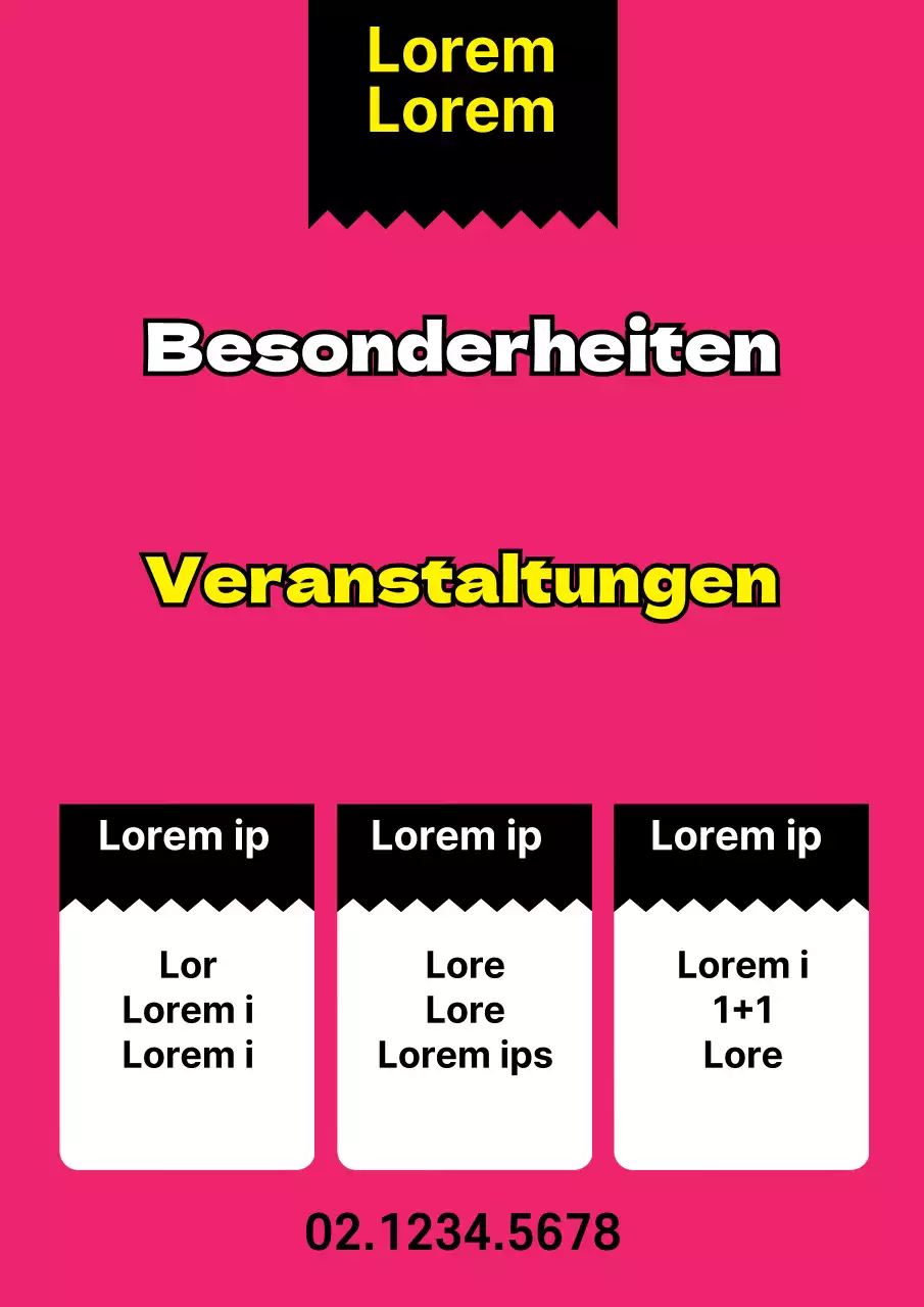 Flyer für eine Sonderverkaufsveranstaltung mit einfachen roten Akzenten