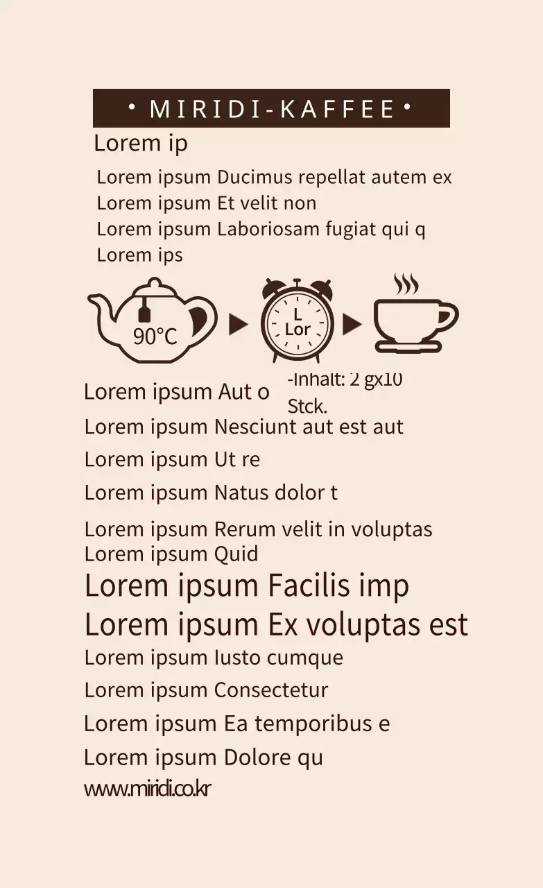 Elfenbeinfarbenes illustriertes Etikett für Café-Tee-Zutaten zum Trinken