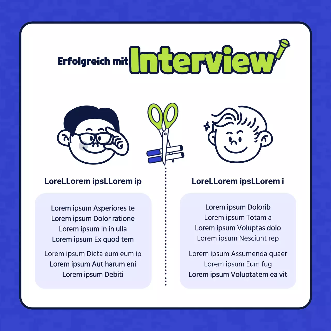 Einfache Zeichenillustration in Blau und Chartreuse, die eine tabakfreie Gesundheitsklinik vorstellt.