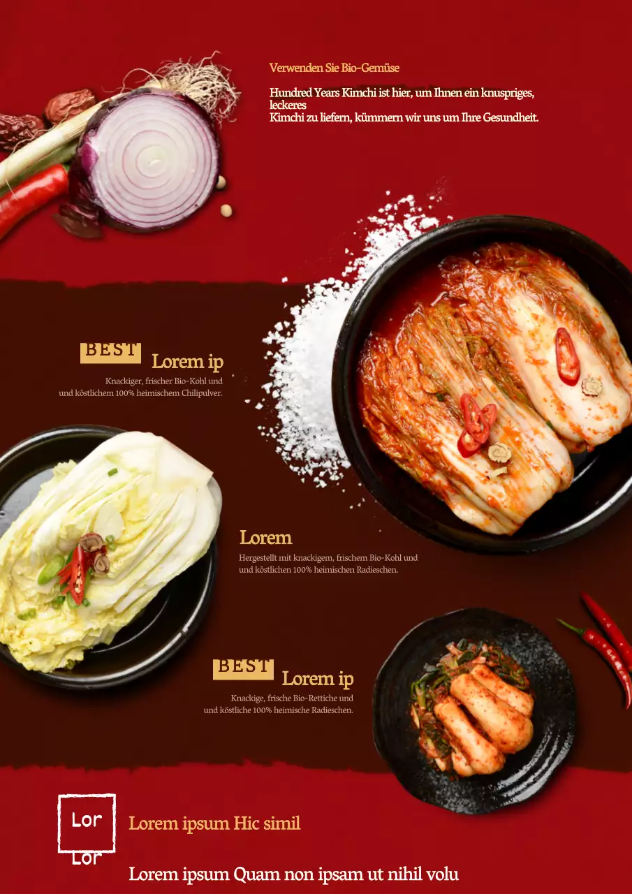 Speisekartenflyer für ein Ramen-Restaurant in Rot.