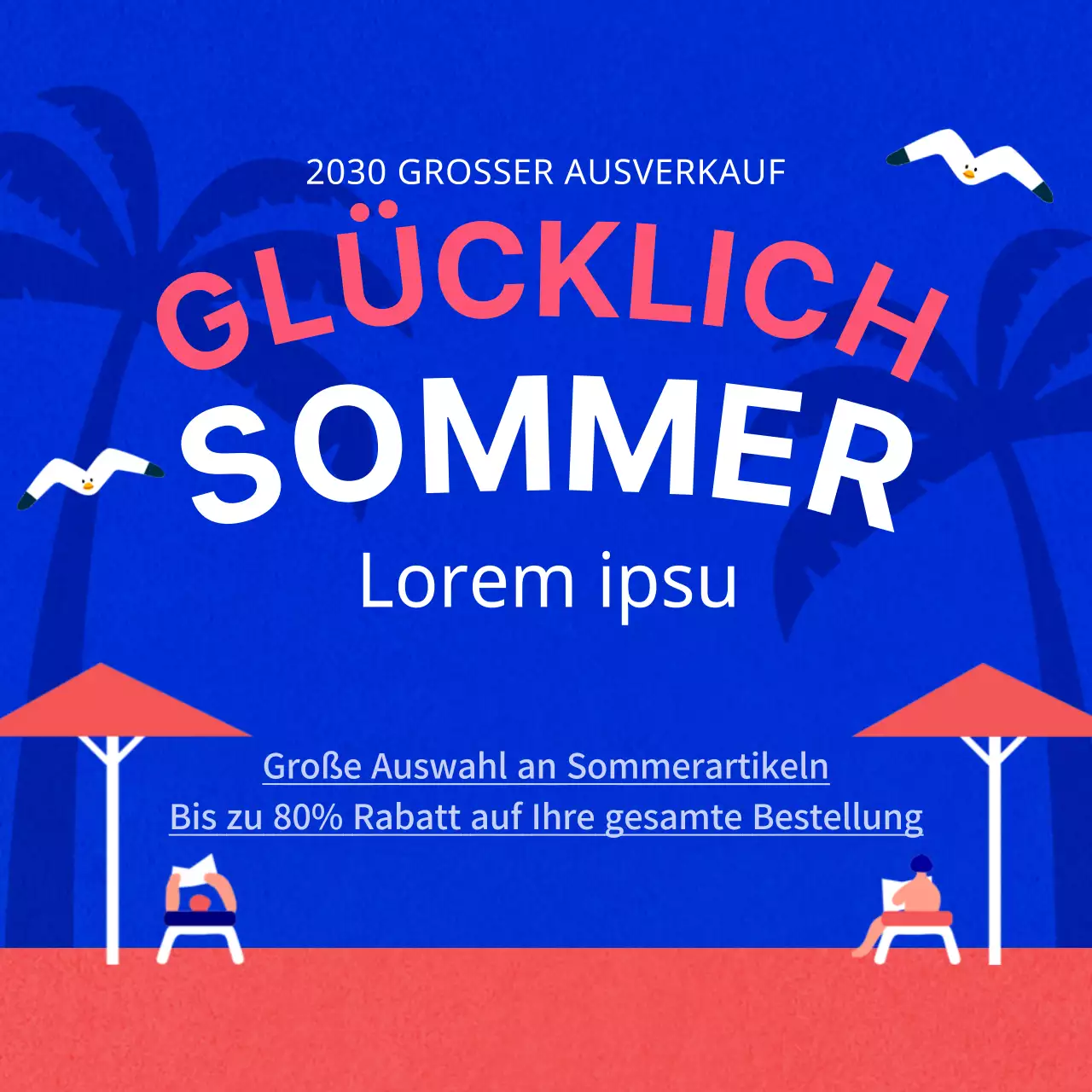 Werben Sie für einen hübschen Sommerschlussverkauf in Blau und Rosa