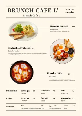 Beige einfaches Brunch-Café-Menü-Poster