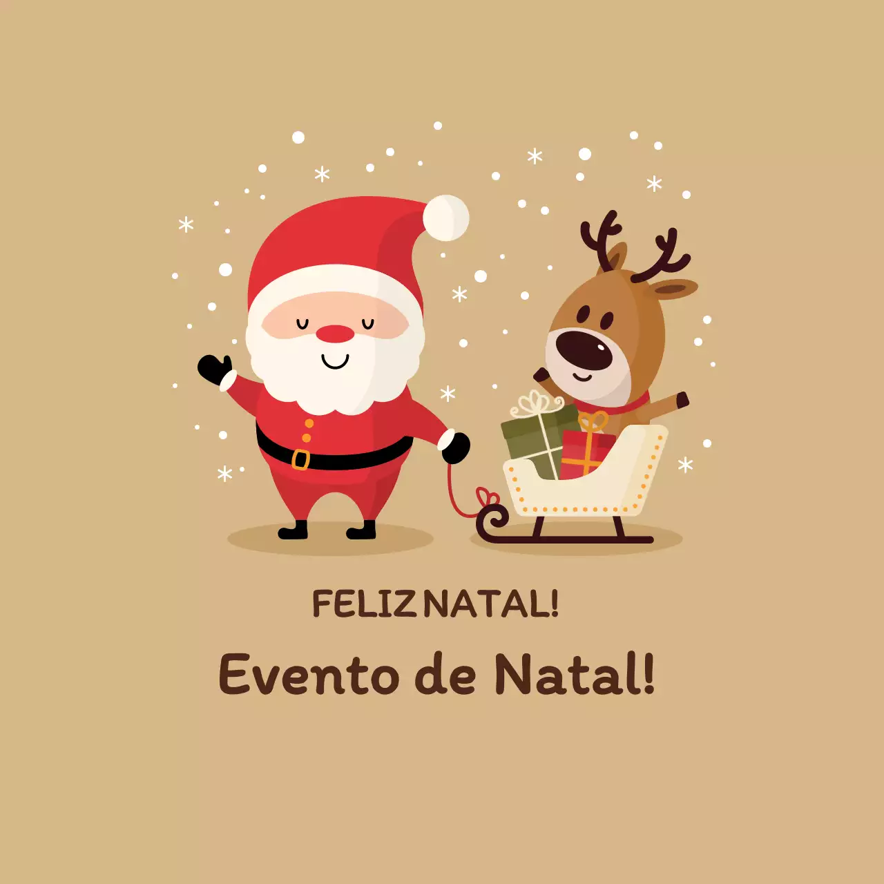 Etiqueta de evento de Natal com uma ilustração gira bege vermelha