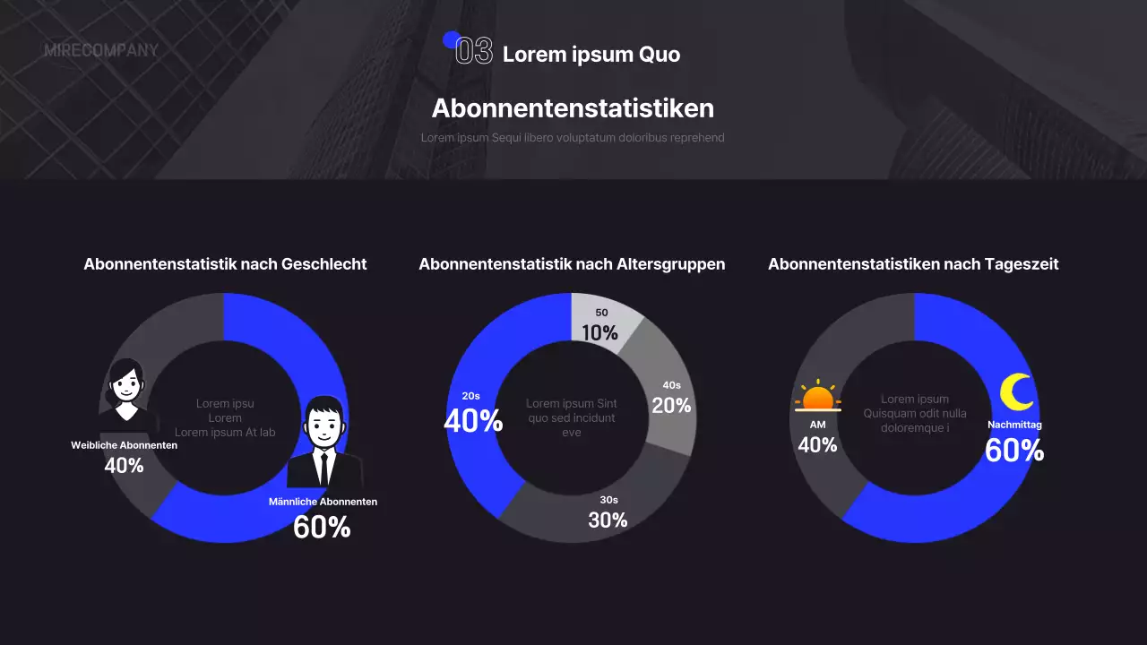 Einfacher infografischer Geschäftsbericht in Schwarz und Blau