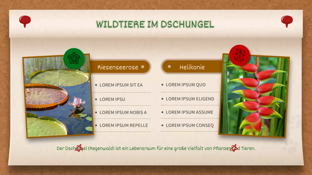 Braun und Grün Memo Board Konzept Dschungel Geschichte