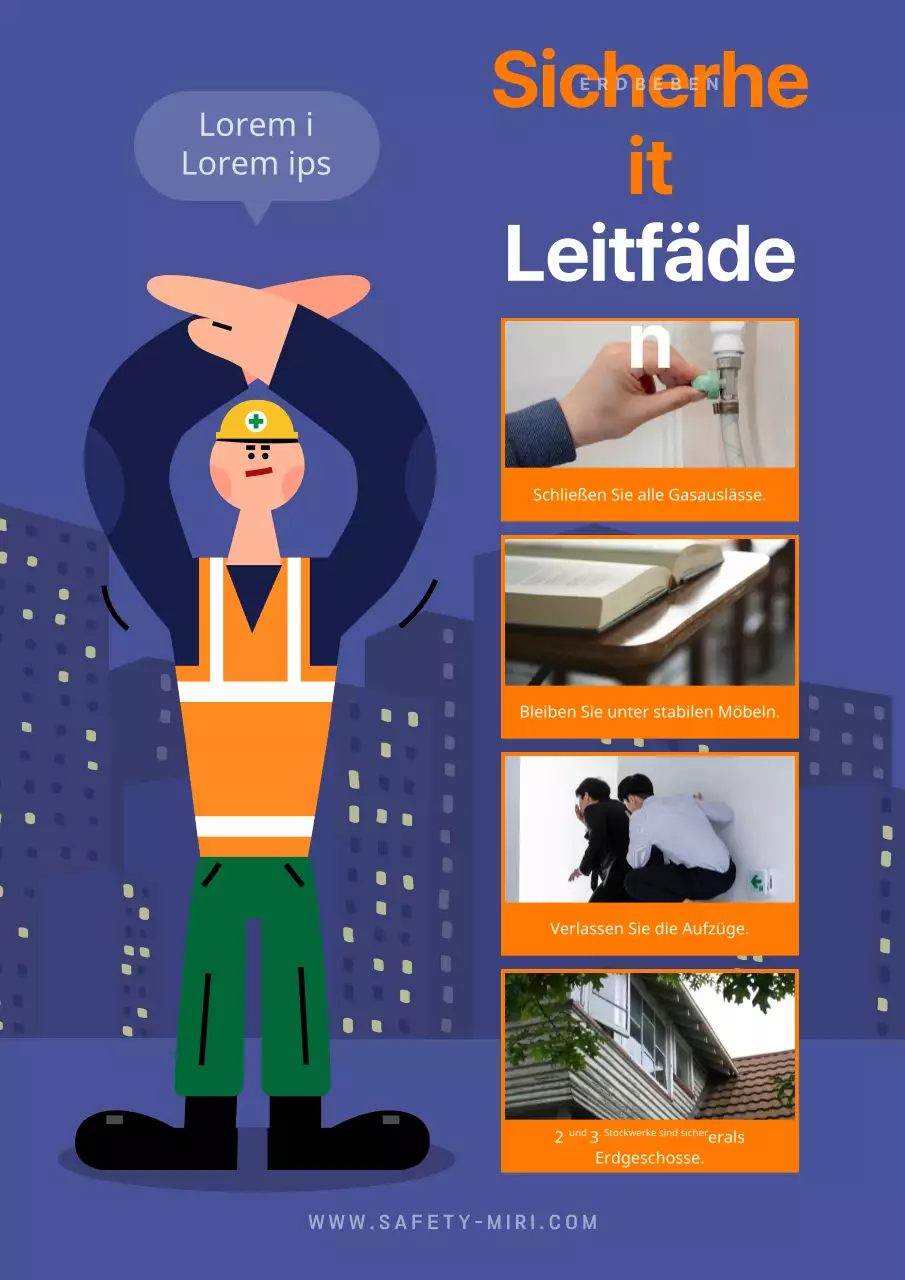 Marineblaue und orangefarbene Erdbeben-Aktionsspitzen