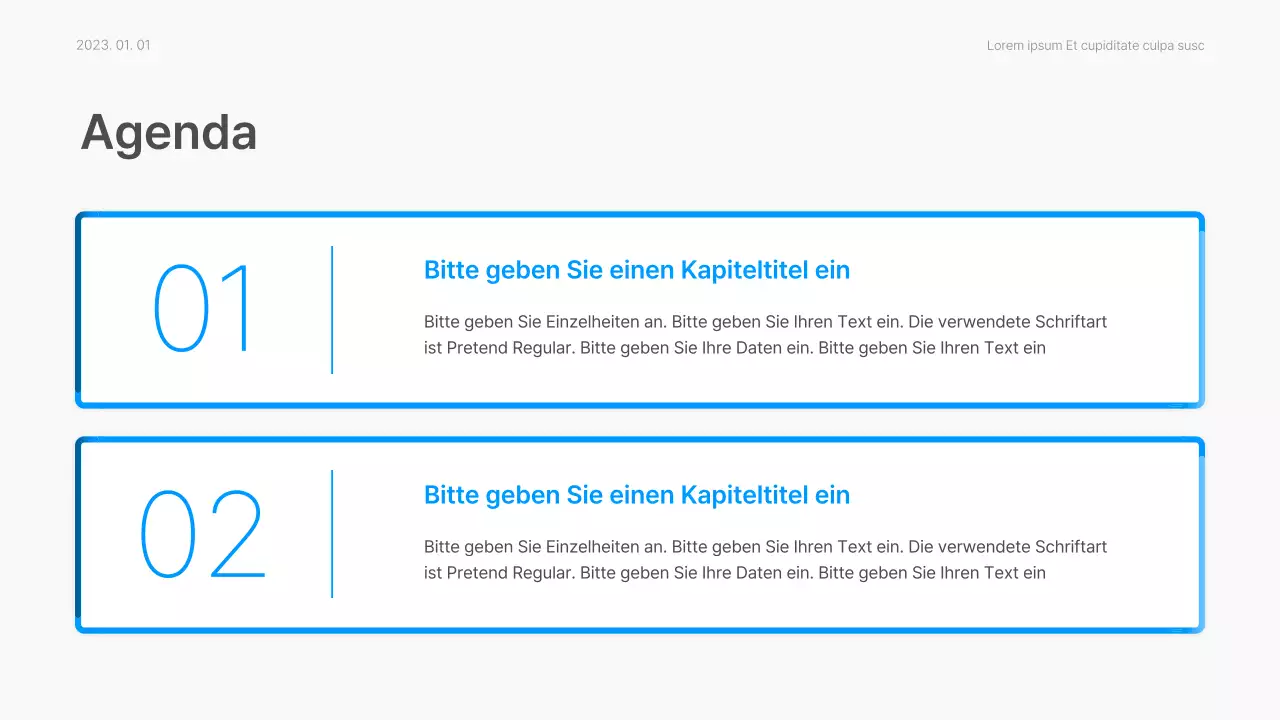 Geschäftsbericht mit einem modernen Farbverlauf in Weiß und Blau
