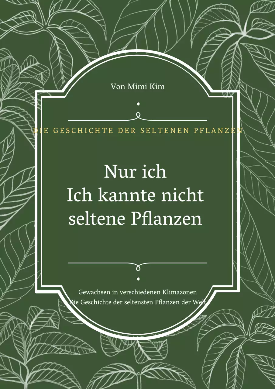 Seltenes Pflanzenbuch mit grünem Blattmuster